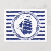 Carte Postale Nautical Emblem With Sailing Ship (Devant)