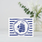 Carte Postale Nautical Emblem With Sailing Ship (Debout devant)