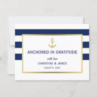 Nautical Navy Blue White Stripes Merci Mariage