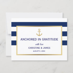 Carte Postale Nautical Navy Blue White Stripes Merci Mariage