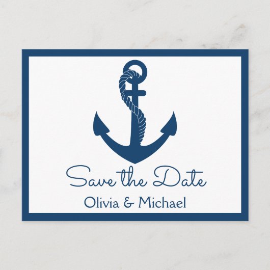 Carte Postale Nautical Save the Date Ancre de Marine Engagement (Devant)