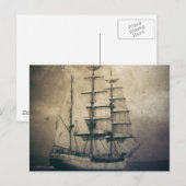 Carte Postale Nautique Mer Vintage Voilier (Devant / Derrière)