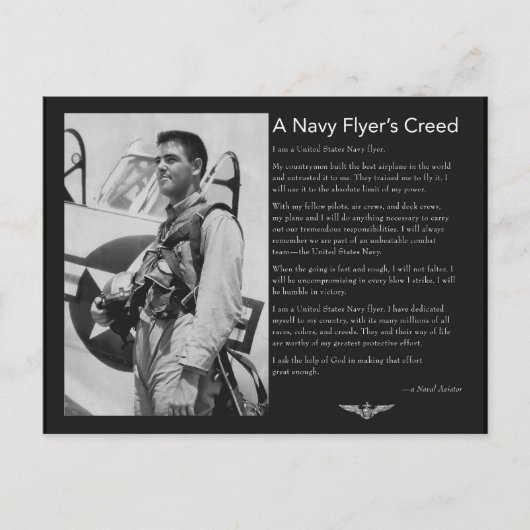 Carte Postale Naval Flyer's Creed (Devant)