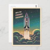 Carte Postale Navette Spatiale Rétro Graphique LoFi Cosmique Ret (Devant / Derrière)
