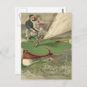 Carte Postale Navigation de couples de voilier de shamrock (Devant / Derrière)