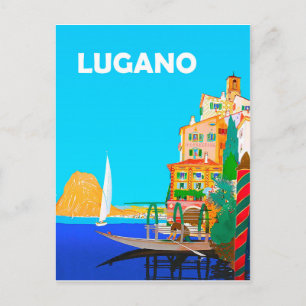 Carte Postale Naviguer sur le lac de Lugano, été en Suisse