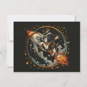 Carte Postale Navire à fusée Astronaut français de Bulldog