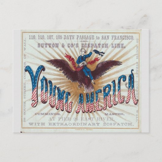 Carte Postale Navire à voile Clipper Young America (Devant)