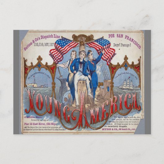 Carte Postale Navire à voile Clipper Young America (Devant)