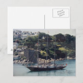 Carte Postale Navire à voile entrant dans le port (Devant / Derrière)