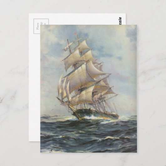 Carte Postale Navire Ancien à Voile (Devant / Derrière)