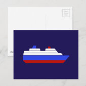 Carte Postale navire de mer rouge et bleu (Devant / Derrière)