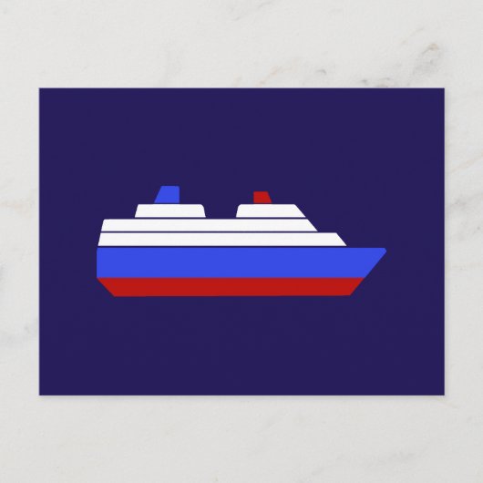 Carte Postale navire de mer rouge et bleu (Devant)