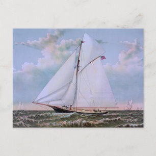 Carte Postale Navire de voile antique sloop yacht voilier océan