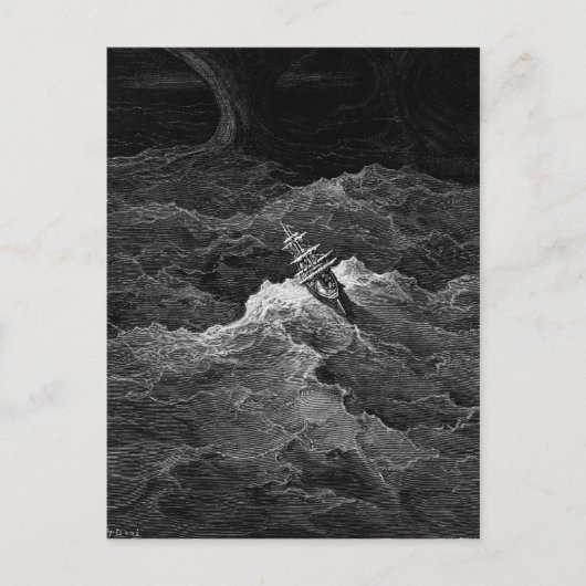 Carte Postale Navire en mer tempétueuse (Devant)