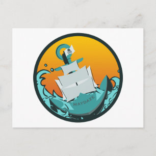 Carte Postale navire en voie de naufrage