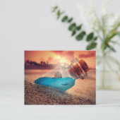 Carte Postale Navire et requin dans la bouteille (Debout devant)