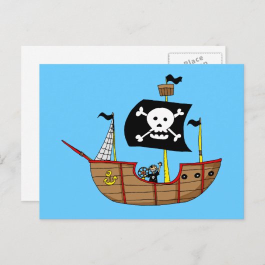 Carte Postale Navire pirate (Devant / Derrière)