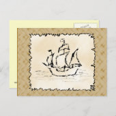 Carte Postale Navire pirate. (Devant / Derrière)