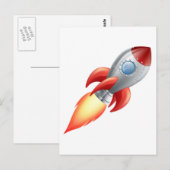 Carte Postale Navire spatial de fusée à dessin (Devant / Derrière)