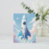 Carte Postale Navire spatial volant dans le ciel (Debout devant)