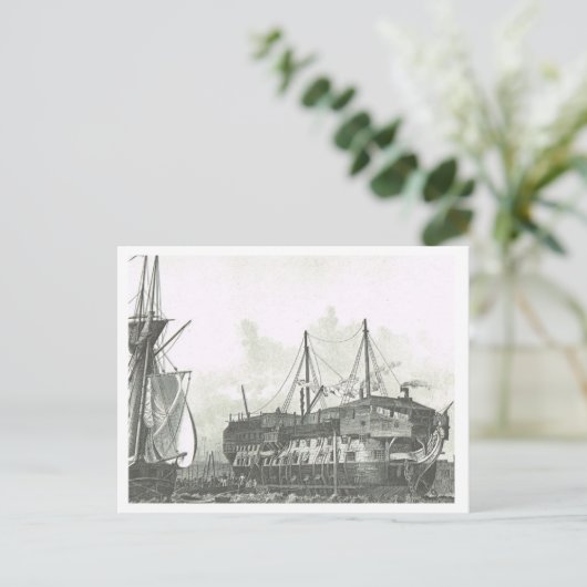 Carte Postale Navire utilisé comme coque de prison 1800 (Debout devant)