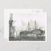 Carte Postale Navire utilisé comme coque de prison 1800 (Devant / Derrière)