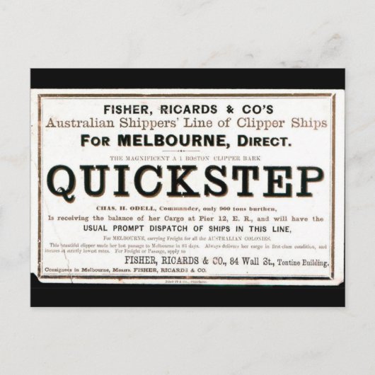 Carte Postale Navires à voile clipper Quickstep 1859 (Devant)
