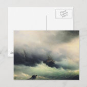 Carte Postale Navires dans une tempête (Devant / Derrière)