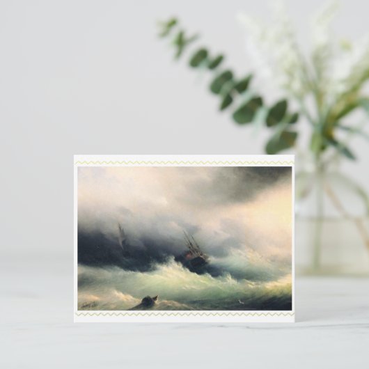 Carte Postale Navires dans une tempête, Ivan Constantinovich Aiv (Debout devant)