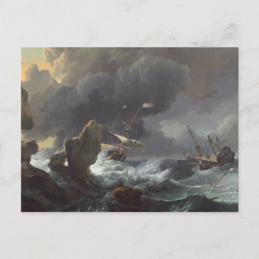 Carte Postale Navires en détresse au large d'une côte rocheuse (Devant)