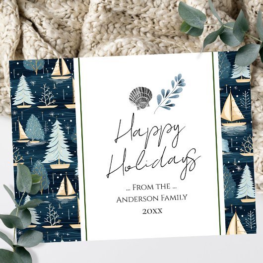 Carte Postale Navires nautiques voeux de Noël