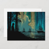 Carte Postale Navires sous les aurores boréales (Devant / Derrière)