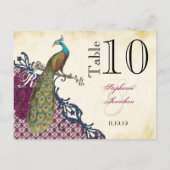 Carte Postale Navy & Berry Berry Elegant Damask Peacock Mariage (Dos)