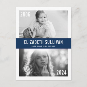 Carte Postale Navy Blue Then and Now Collage de photos de remis
