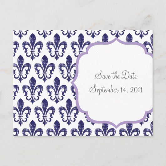 Carte postale Navy/Lavender pour annoncer votre da (Devant)