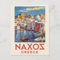 Naxos Grèce Art de voyage peint vintage