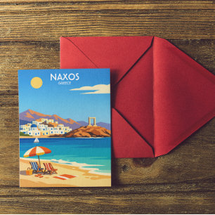 Carte Postale Naxos Grèce Art de Voyage Vintage