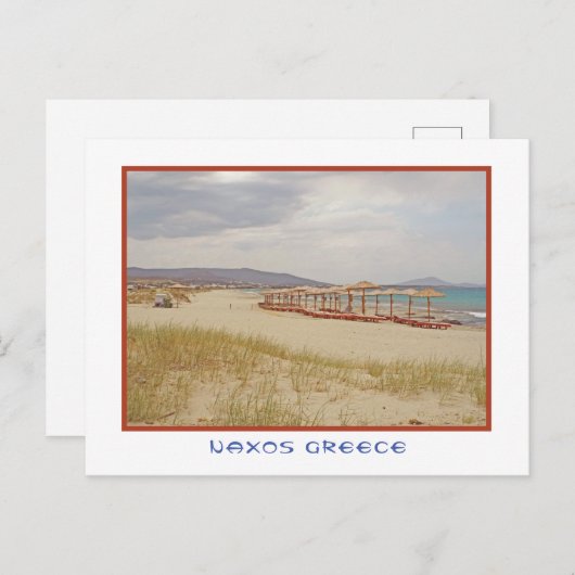 Carte Postale Naxos, Grèce Plage/Plage Transats & Palapas (Devant / Derrière)