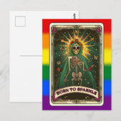Carte Postale Né à Sparkle Tarot LGBT Pride Skeleton (Devant / Derrière)
