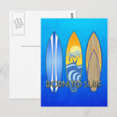 Carte Postale Né Au Surf (Devant / Derrière)