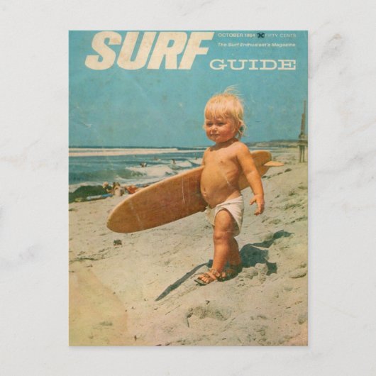 Carte Postale Né Au Surf | Plaisir surf Vintage (Devant)