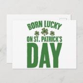 Carte Postale Né Chanceux Le Jour De La Saint-Patrick Anniversai (Devant / Derrière)