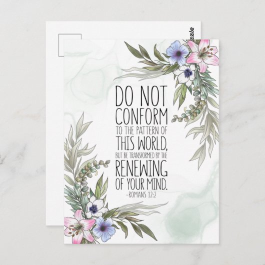 Carte Postale Ne Conforme Pas Au Motif, Romains 12:2 (Devant / Derrière)