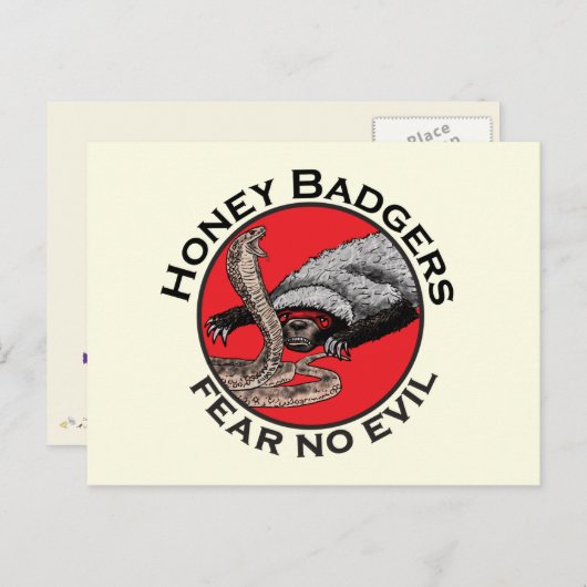 Carte Postale Ne craignez aucun mal Badass Honey Badger Red Anim (Devant / Derrière)