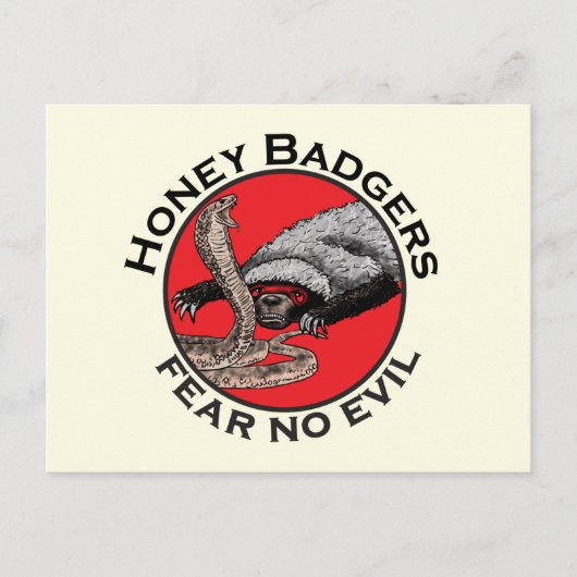 Carte Postale Ne craignez aucun mal Badass Honey Badger Red Anim (Devant)