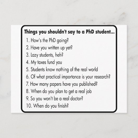 Carte Postale Ne demandez pas de doctorat (Devant)