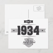 Carte Postale Né en 1934 (Dark&Lightgrey) (Devant / Derrière)