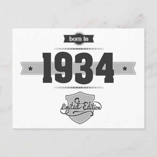 Carte Postale Né en 1934 (Dark&Lightgrey) (Devant)