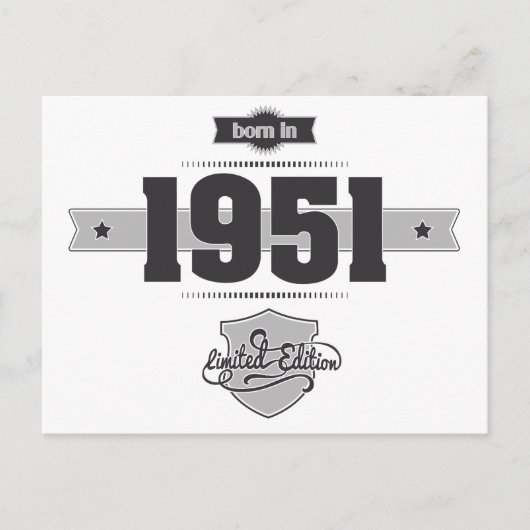 Carte Postale Né en 1951 (Dark&Lightgrey) (Devant)